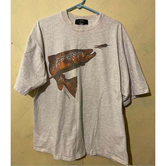 VTG MIKE STIDHAM ORVIS T-shirt Rainbow Trout 1990’s Wasatch Dry Goods sz XL - Picture 1 of 12